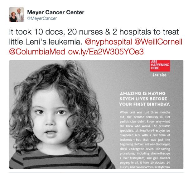 pediatric cancer leukemia hospital Meyer Cancer Center NYP NYC