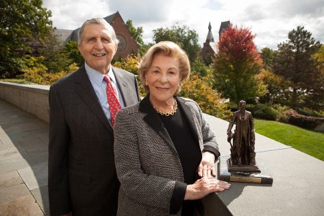 A husband and his wife on the Cornell Unviersity Ithaca campus