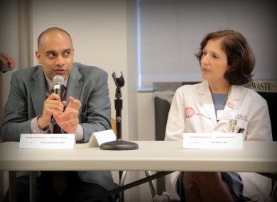 Rohan Ramakrishna, M.D., and Gail Roboz, M.D., at the NYC regional Cancer Moonshot Summit at Weill Cornell Medicine