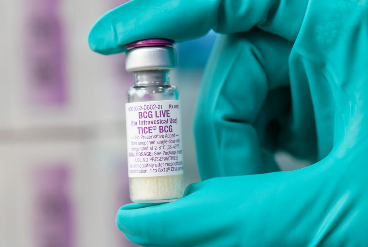 A person holding a syringe of BCG live